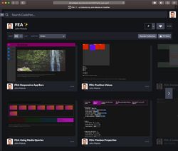Screenshot of the Frontend Academy collection of CodePen examples